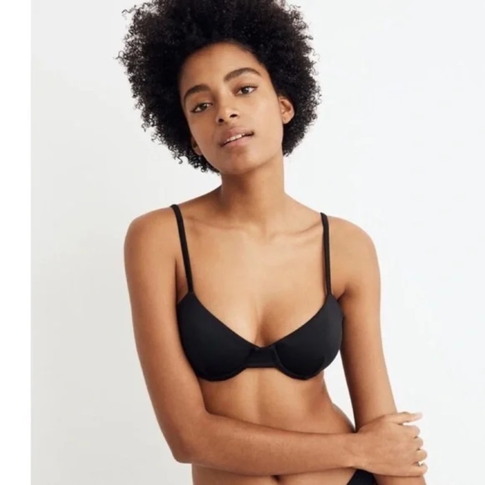 NEW Madewell Black Second Wave Underwire Bikini Top Size XXS